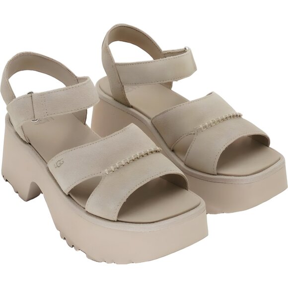 UGG New Heights Platform Ankle Strap Sandals Cream Women's US 10M - Picture 4 of 6